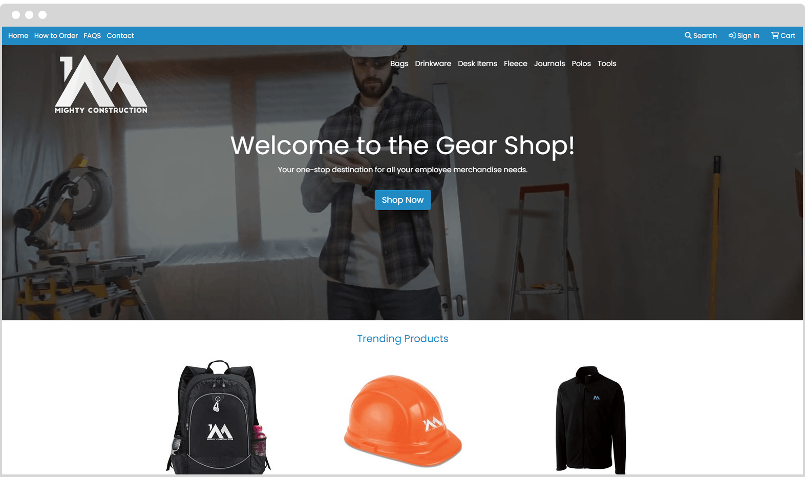 Construction Company Store Example